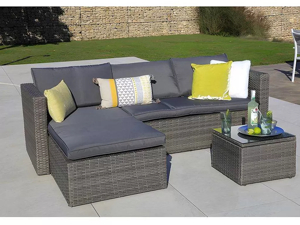 Conjunto Relax De Jardim*Saldosystocks Sofá Chaise Longue Ratan + Mesa. Modelo Ms029-1-Gr, Moveis De Jardim E Terraco