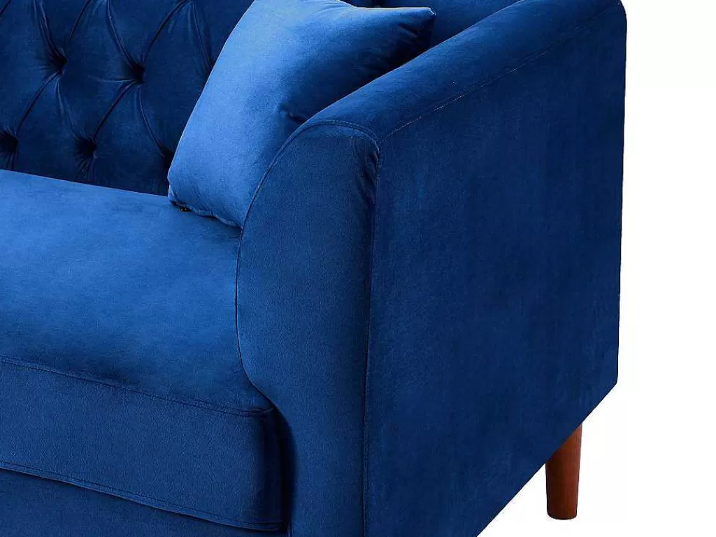 Sofá Em Tecido*Vente-unique Sofá Chesterfield De 3 Lugares Em Veludo Azul-Escuro - Arsene