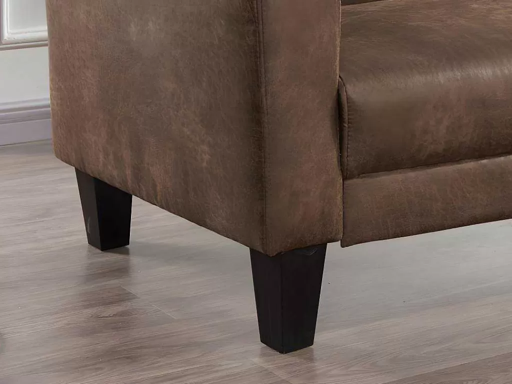 Sofá Cama Clic-Clac E Dobravel*Vente-unique Sofá Club De 3 Lugares Convertivel Em Cama Em Microfibra Imitacao Pele Envelhecida - Inicio