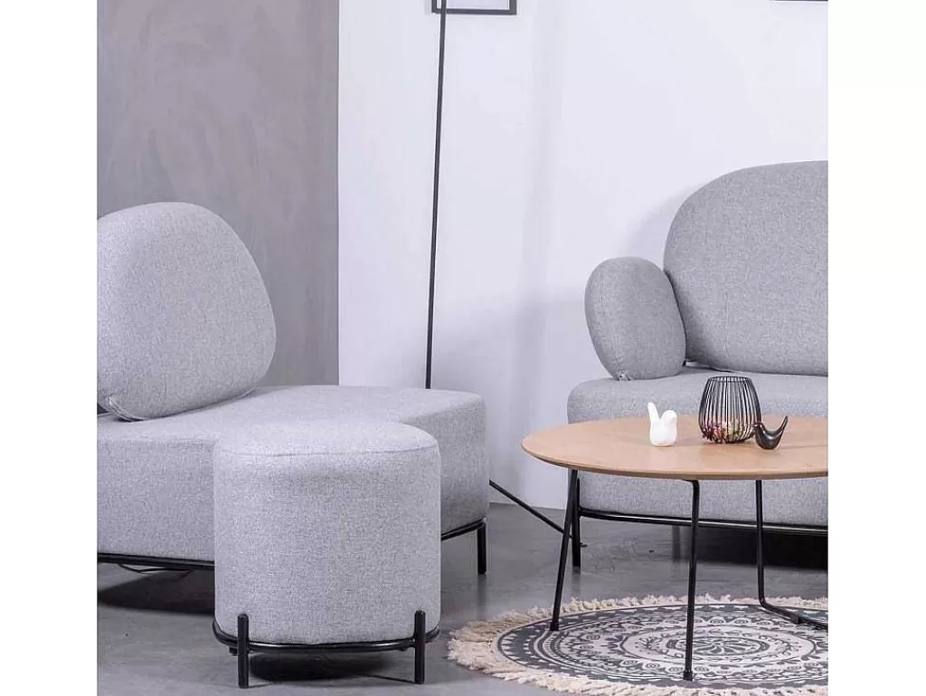 Poltrona Em Tecido*Vente-unique Sofá De 1 Lugar De Design Minimalista Com Bracos - Clair - Cinza