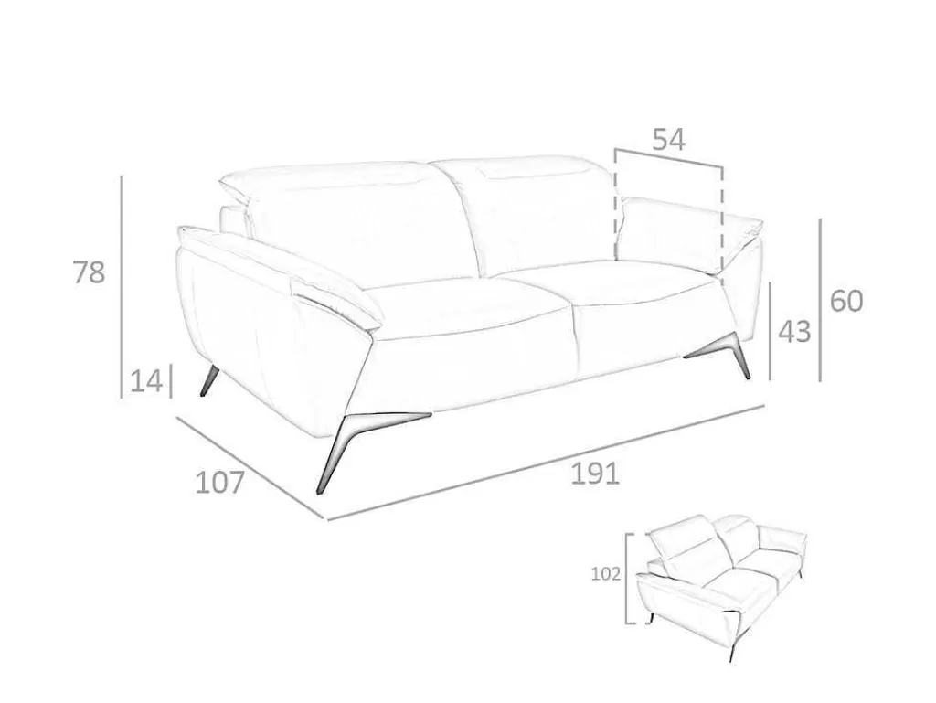 Promoções Sofás & Poltronas*Angel Cerda Sofá De 2 Assentos Estofado Em Couro Taupe Grey 6131