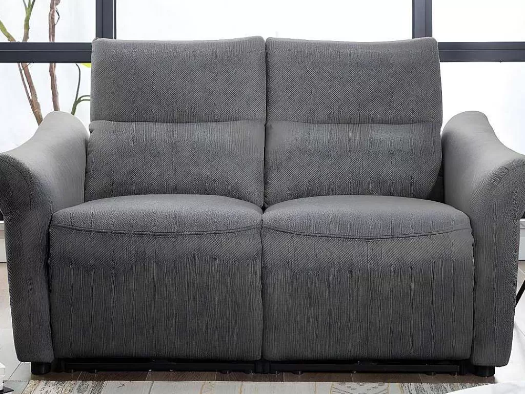 Sofá De Relaxamento Eletrico*Vente-unique Sofá De 2 Lugares Articulado Eletrico Em Tecido Cor Cinza - Ragnar
