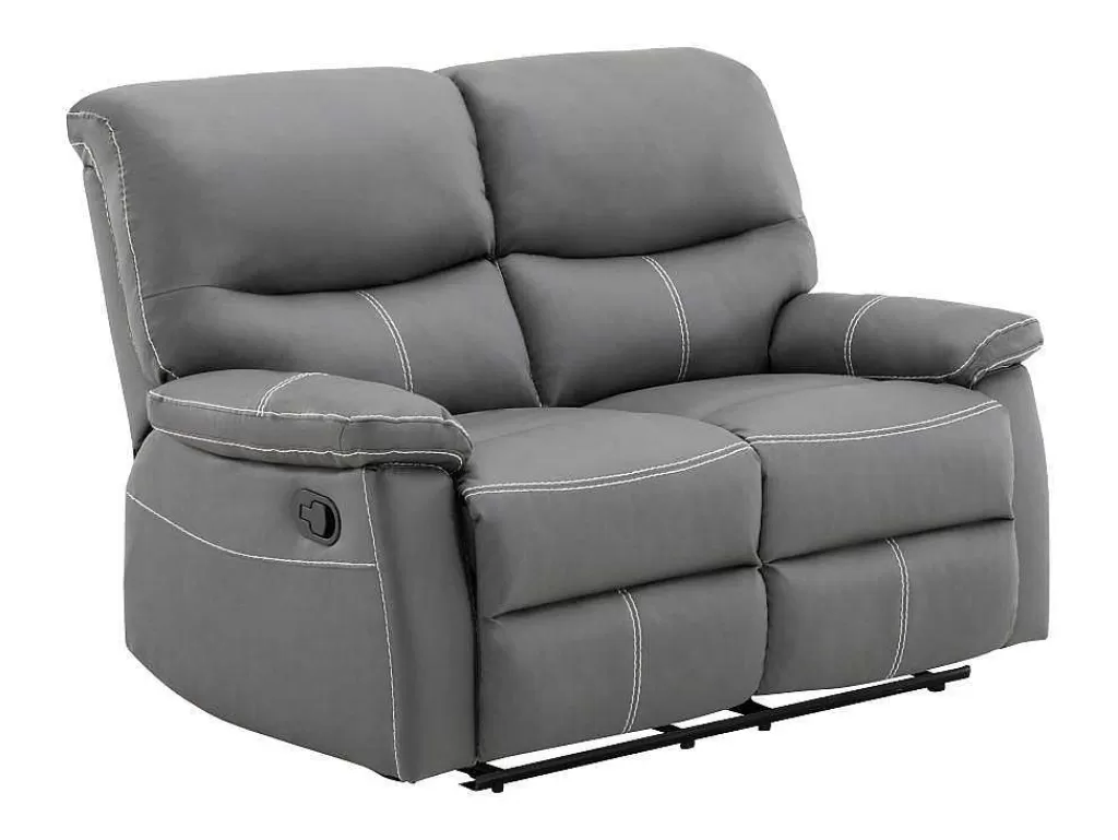 Sofá De Relaxamento Manual*Vente-unique Sofá De 2 Lugares Articulado Em Pele Sintética Cinza - Canby