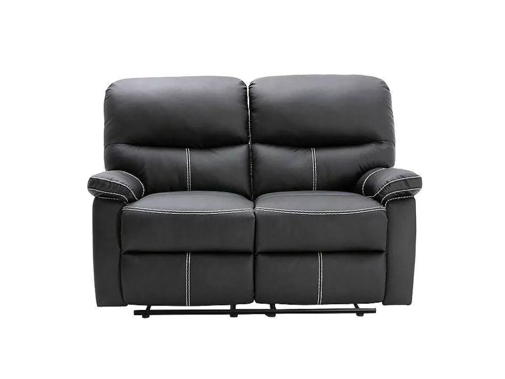Promoções Sofás & Poltronas*Vente-unique Sofá De 2 Lugares Articulado Em Pele Sintética Cor Preto - Canby