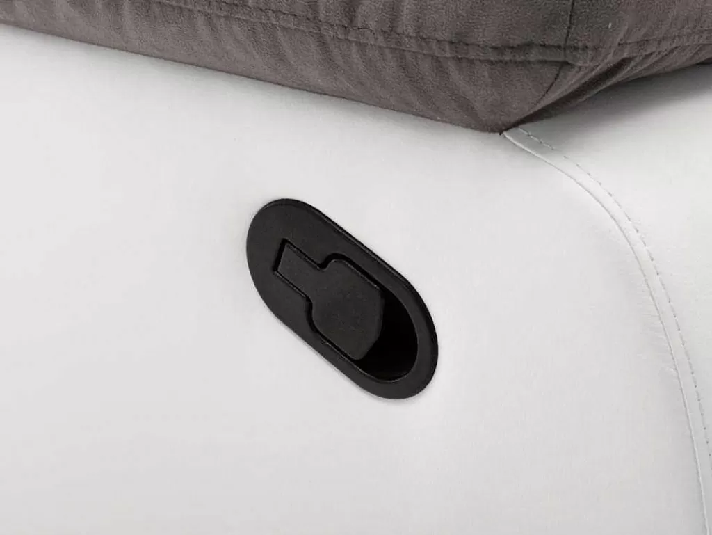 Sofá De Relaxamento Manual*Vente-unique Sofá De 2 Lugares Articulado Manual Em Microfibra E Pele Sintética - Cinza E Branco - Tolzano