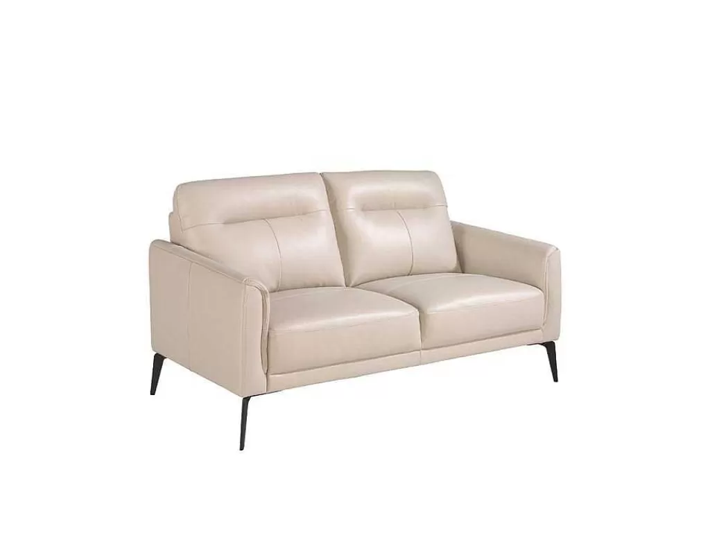 Promoções Sofás & Poltronas*Angel Cerda Sofá De 2 Lugares Em Pele Cinzenta E Pernas Em Aco Preto 6137
