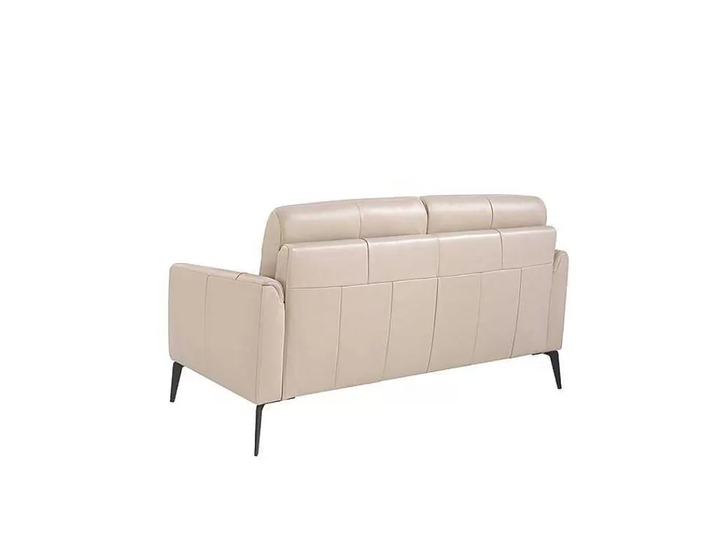 Promoções Sofás & Poltronas*Angel Cerda Sofá De 2 Lugares Em Pele Cinzenta E Pernas Em Aco Preto 6137