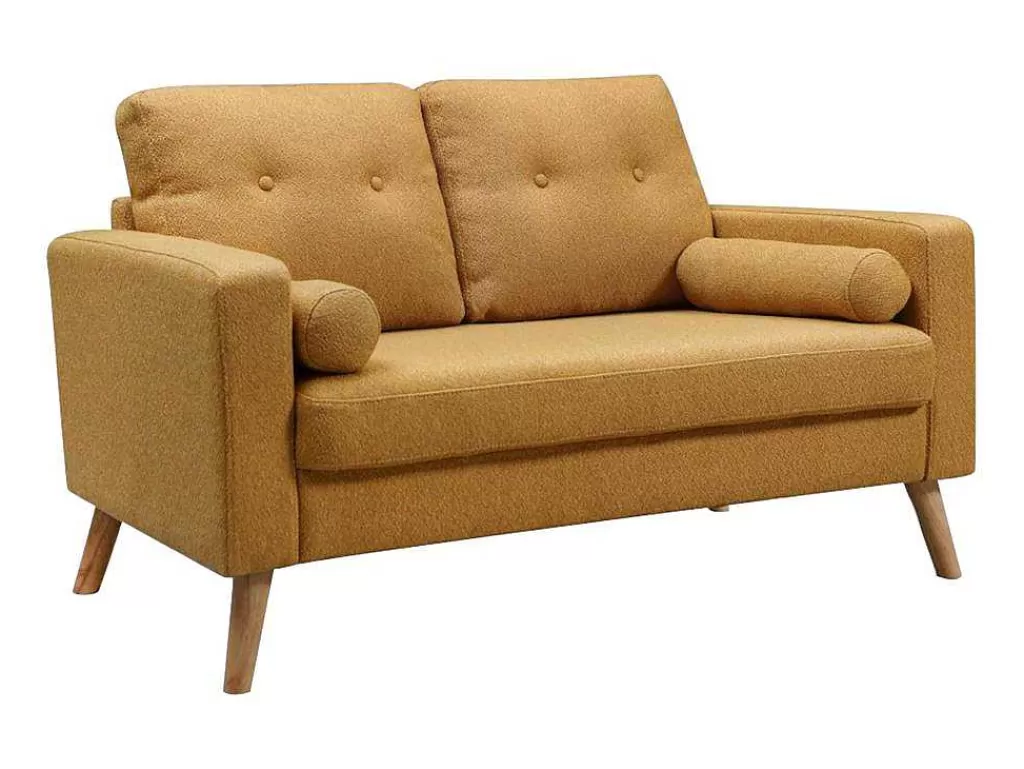 Sofá De 2 Lugares*Vente-unique Sofá De 2 Lugares Em Tecido Efeito La Amarelo - Tatum
