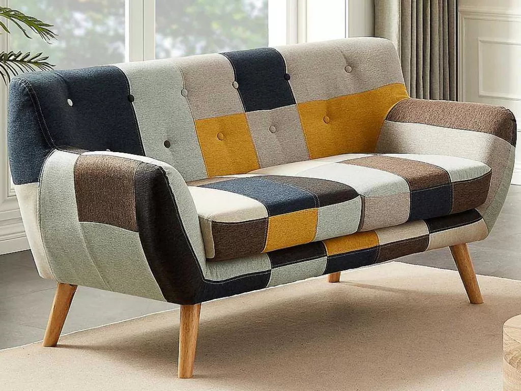 Sofá De 2 Lugares*Vente-unique Sofá De 2 Lugares Em Tecido Patchwork - Serti Ii