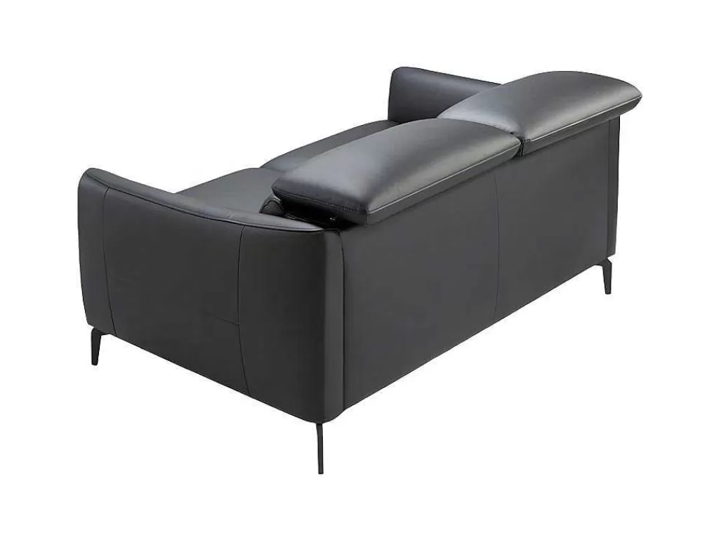 Promoções Sofás & Poltronas*Angel Cerda Sofá De 2 Lugares Estofado Em Couro De Vaca Preto Com Estrutura De Madeira De Pinho Natural 6058