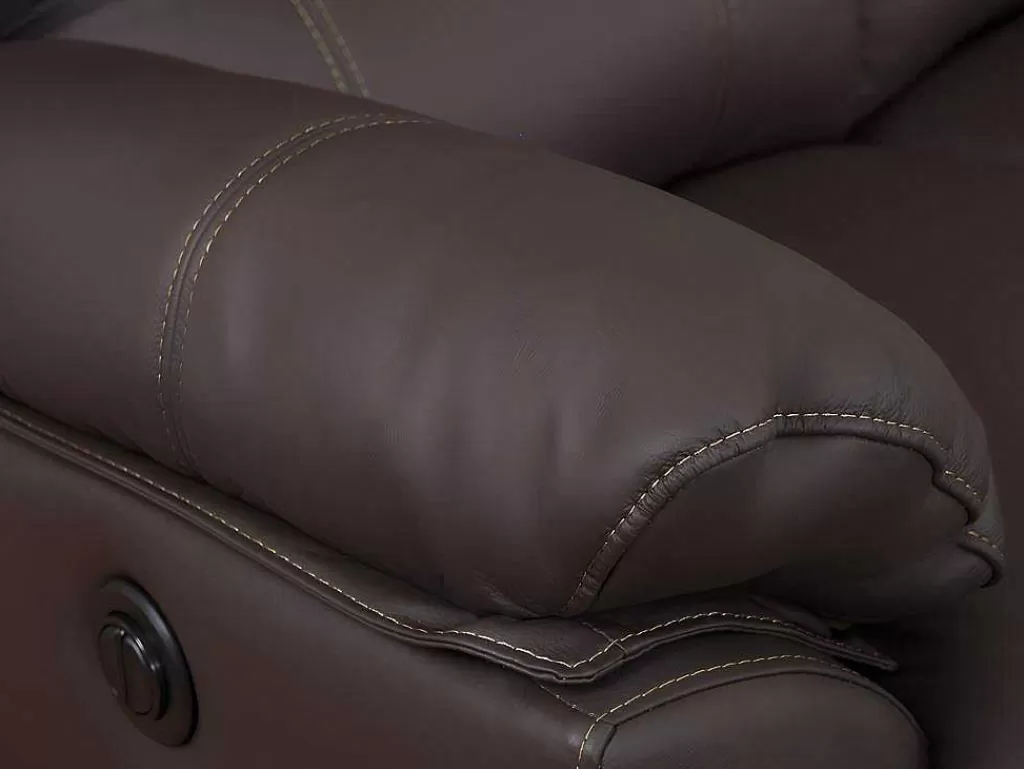 Sofá De Relaxamento Eletrico*Vente-unique Sofá De 2 Lugares Relax Electrico Em Pele Castanho - Marcis