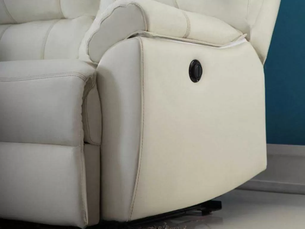 Sofá De Relaxamento Eletrico*Vente-unique Sofá De 2 Lugares Relax Electrico Em Pele Marfim - Marcis