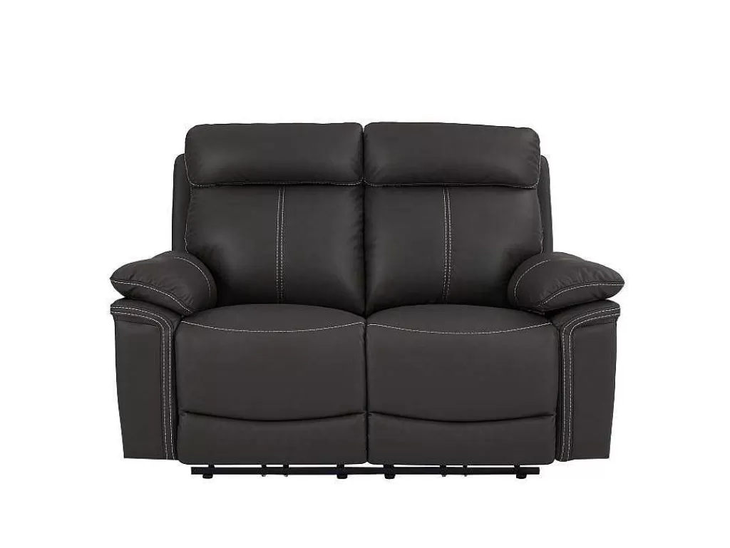 Sofá De Relaxamento Eletrico*Vente-unique Sofá De 2 Lugares Relax Eletrico Em Pele Castanho - Isiris