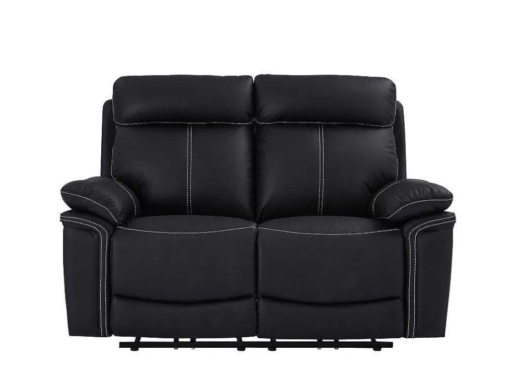 Sofá De Relaxamento Eletrico*Vente-unique Sofá De 2 Lugares Relax Eletrico Em Pele Preto - Isiris
