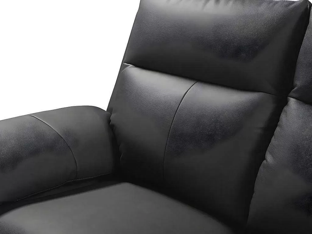Sofá De Relaxamento Manual*Vente-unique Sofá De 2 Lugares Relax Em Pele De Bufalo Preto - Pakita