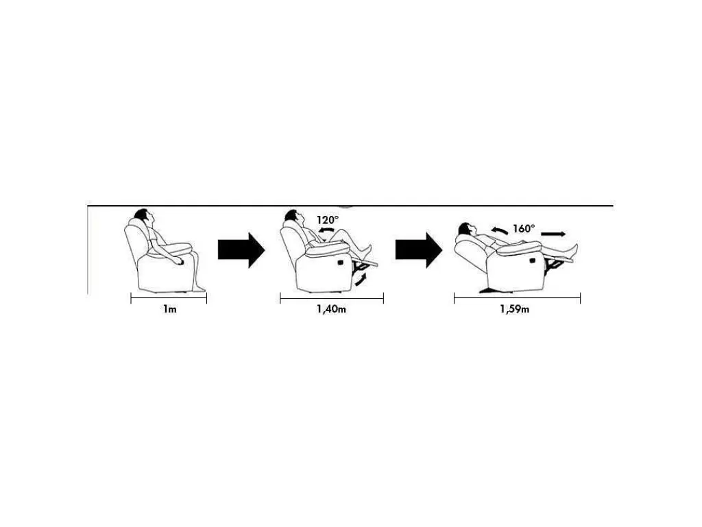 Sofá De Relaxamento Manual*Vente-unique Sofá De 2 Lugares Relax Em Pele Preto - Evasion