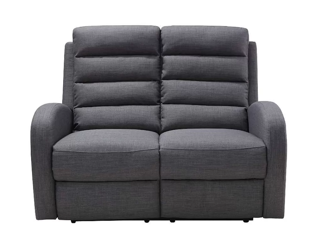Sofá De Relaxamento Manual*Vente-unique Sofá De 2 Lugares Relax Em Tecido Cinza - Giorgia