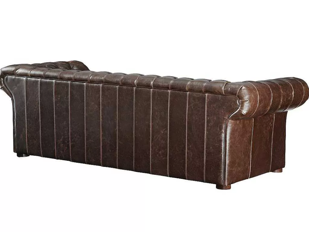Conjunto De Sofá*Vente-unique Sofá De 3+2 Lugares 100% Couro Envelhecido Estilo Chesterfield - Clotaire