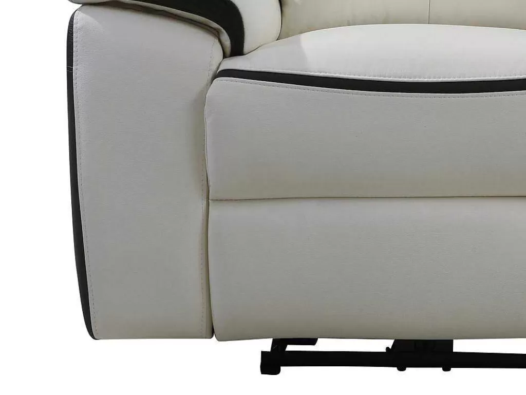 Conjunto De Sofá*Vente-unique Sofá De 3+2 Lugares Relax Eletrico Em Pele Branco E Antracite - Angelique