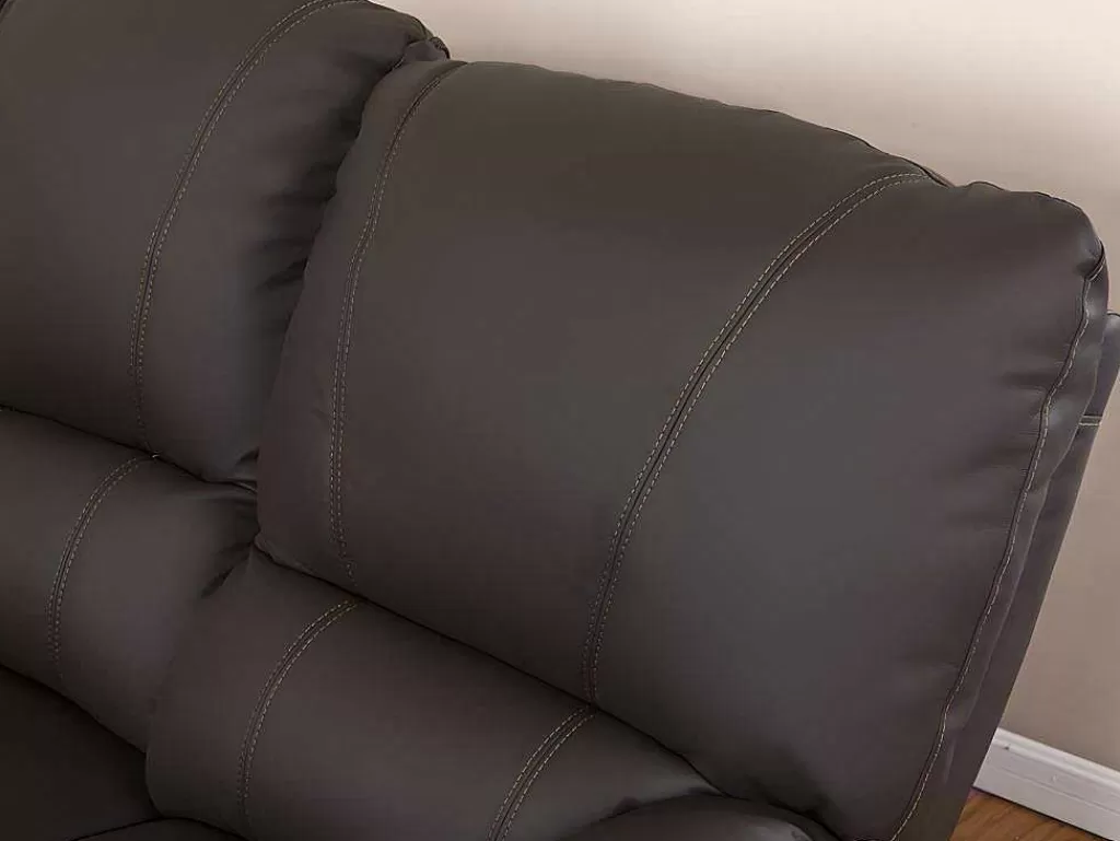 Conjunto De Sofá*Vente-unique Sofá De 3+2 Lugares Relax Eletrico Em Pele Castanho - Marcis