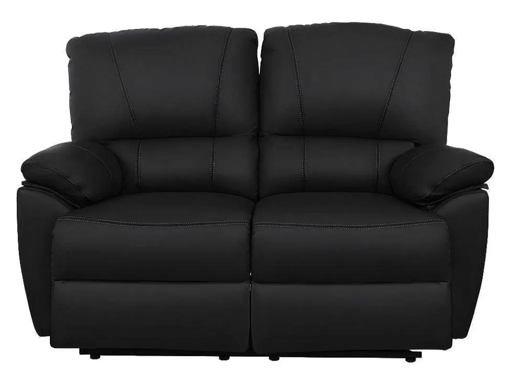 Conjunto De Sofá*Vente-unique Sofá De 3+2 Lugares Relax Eletrico Em Pele Preto - Marcis