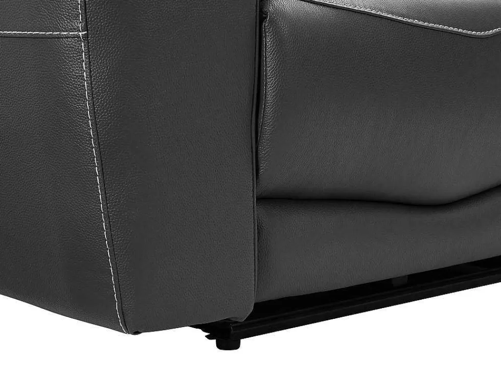 Sofá De Relaxamento Eletrico*Vente-unique Sofá De 3 Lugares Articulado Eletrico Em Couro De Vaca Antracite - Damon