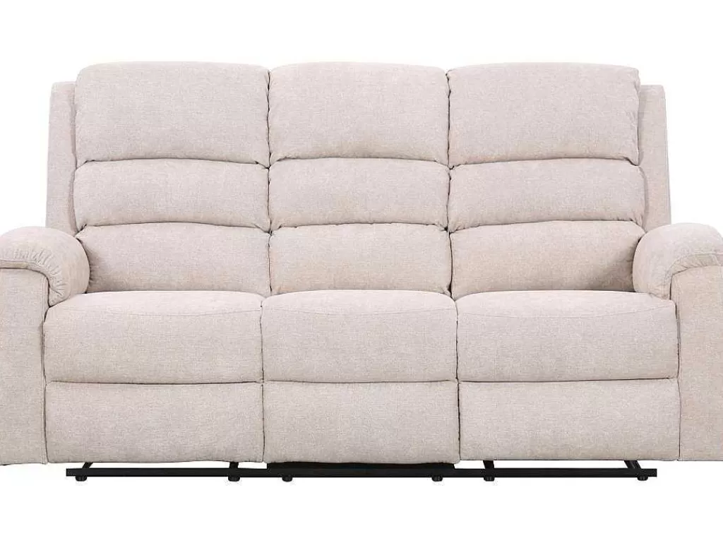 Sofá De Relaxamento Eletrico*Vente-unique Sofá De 3 Lugares Articulado Eletrico Em Tecido Bege Com Mesinha - Nevers