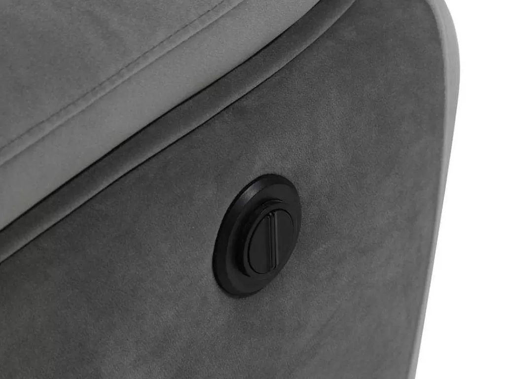 Sofá De Relaxamento Eletrico*Vente-unique Sofá De 3 Lugares Articulado Eletrico Em Veludo - Cinza E Faixas Branco Cru - Metti