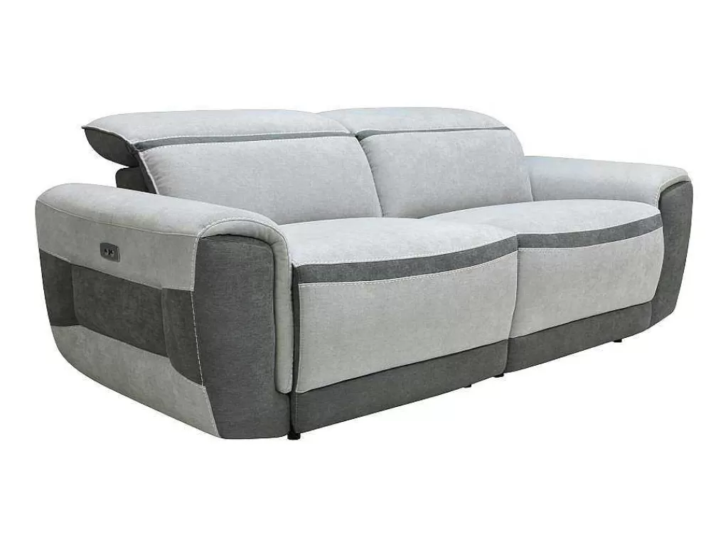 Sofá De Relaxamento Eletrico*Vente-unique Sofá De 3 Lugares Articulado Eletrico Tecido Cinzento-Claro - Orietto