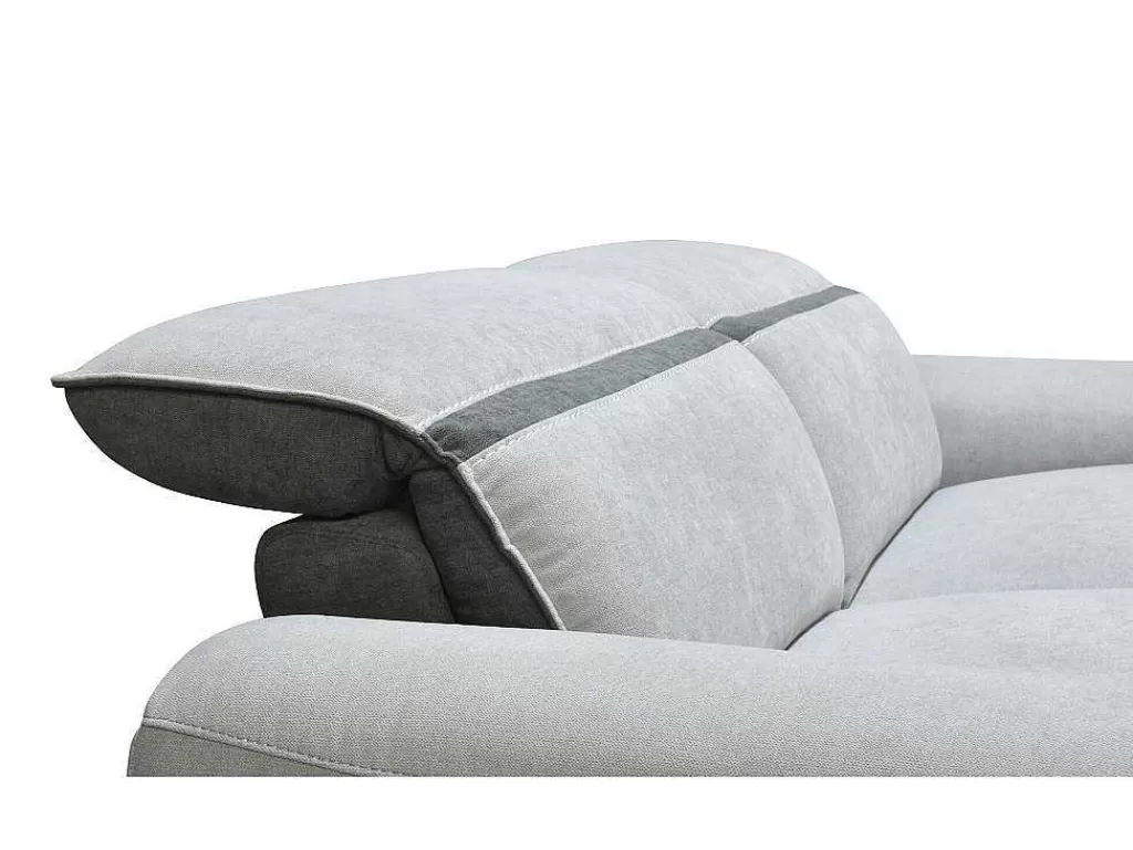 Sofá De Relaxamento Eletrico*Vente-unique Sofá De 3 Lugares Articulado Eletrico Tecido Cinzento-Claro - Orietto