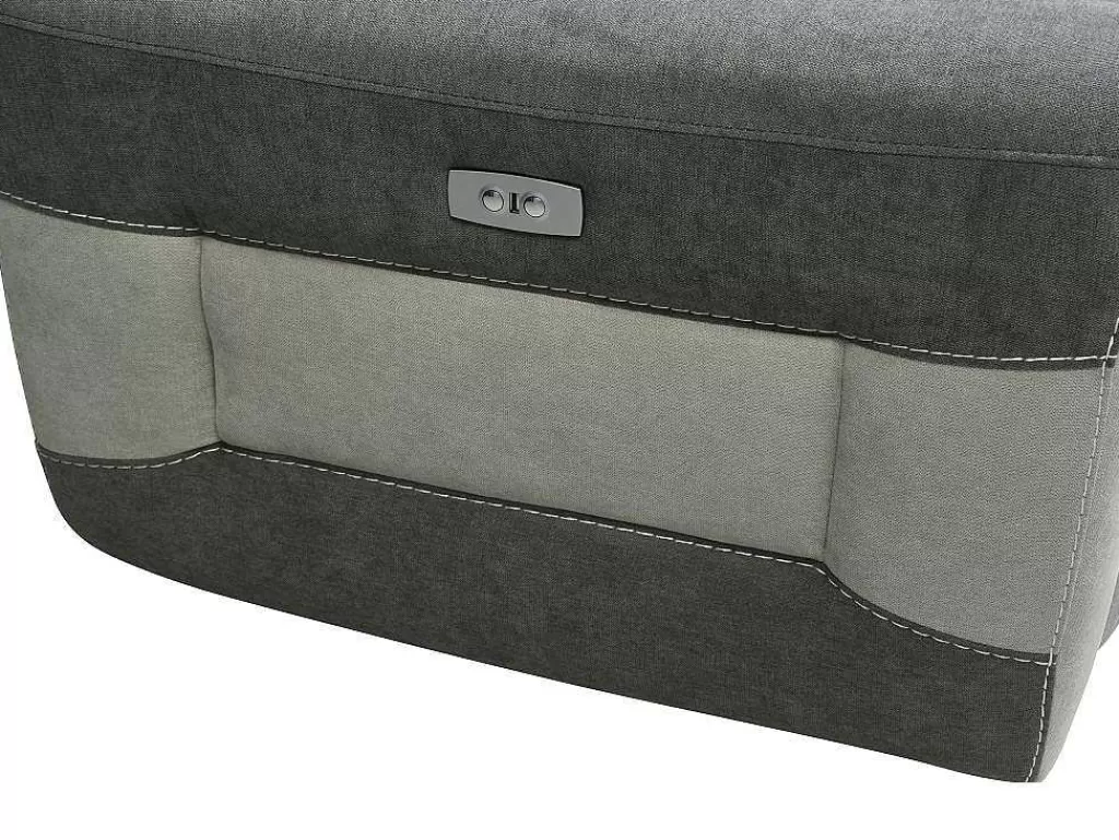 Sofá De Relaxamento Eletrico*Vente-unique Sofá De 3 Lugares Articulado Eletrico Tecido Cinzento-Escuro - Orietto