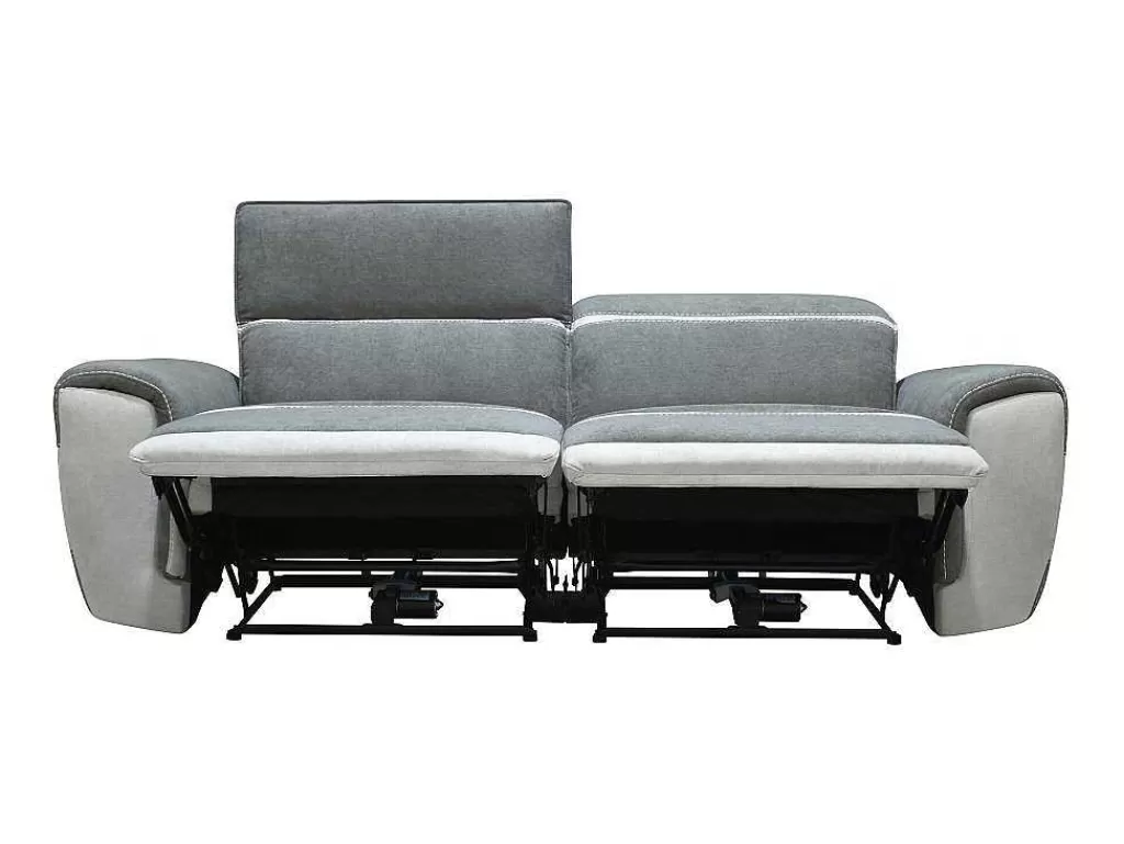 Sofá De Relaxamento Eletrico*Vente-unique Sofá De 3 Lugares Articulado Eletrico Tecido Cinzento-Escuro - Orietto