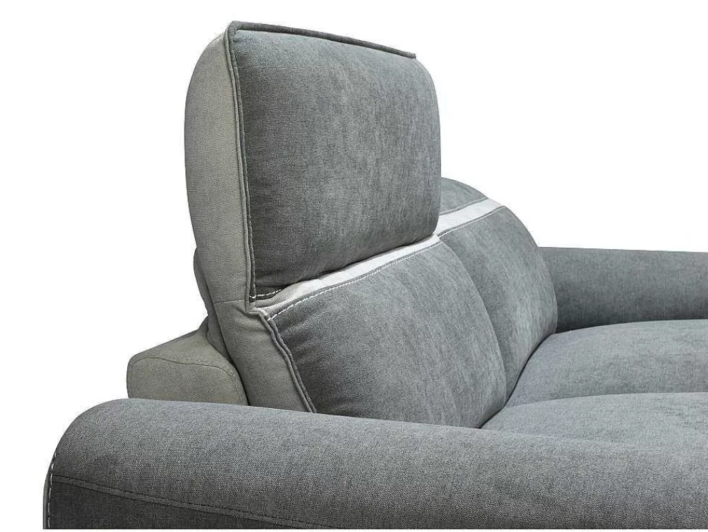 Sofá De Relaxamento Eletrico*Vente-unique Sofá De 3 Lugares Articulado Eletrico Tecido Cinzento-Escuro - Orietto