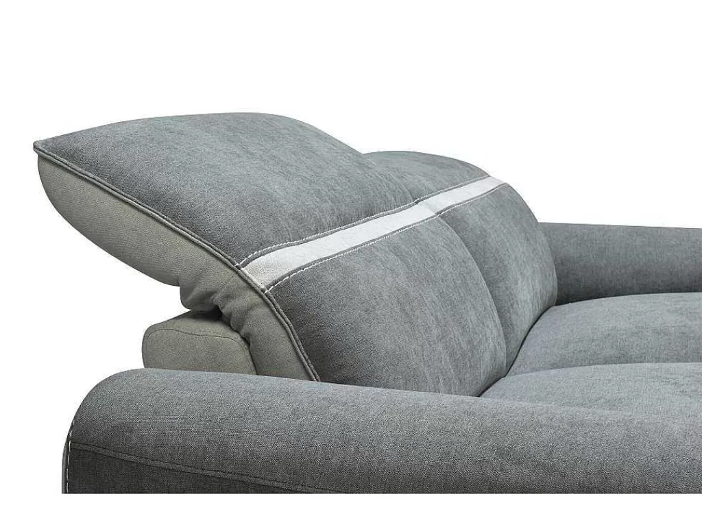 Sofá De Relaxamento Eletrico*Vente-unique Sofá De 3 Lugares Articulado Eletrico Tecido Cinzento-Escuro - Orietto