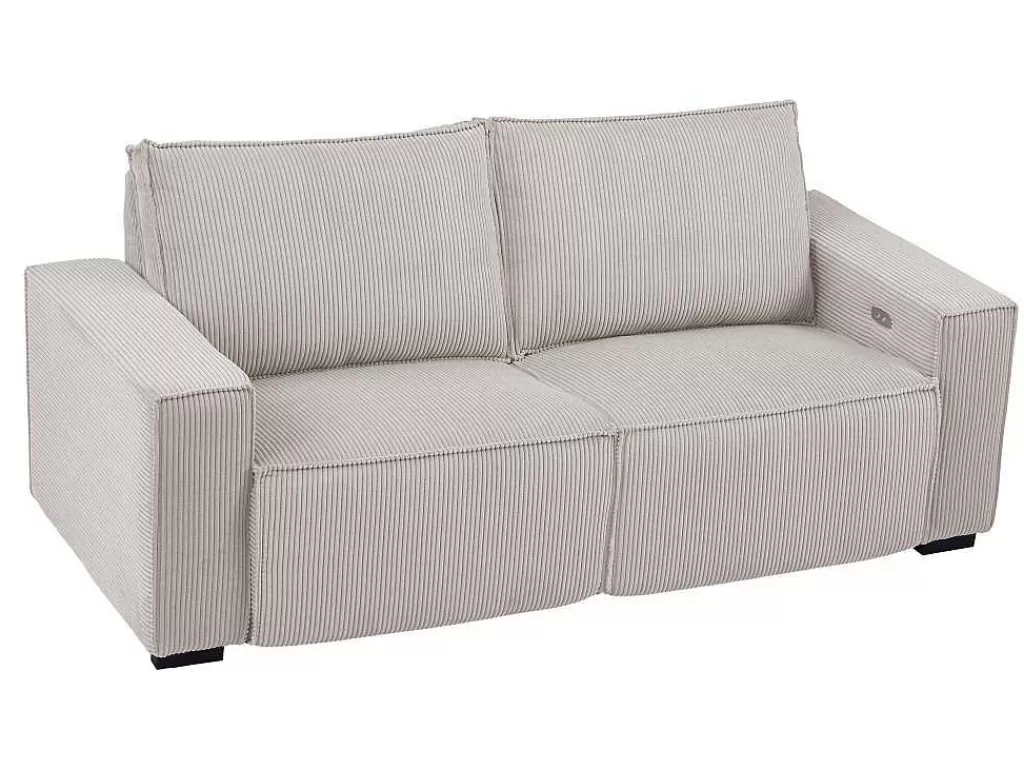 Sofá De Relaxamento Eletrico*Vente-unique Sofá De 3 Lugares Articulado Eletrico Veludo Canelado Cinzento-Claro - Amelio