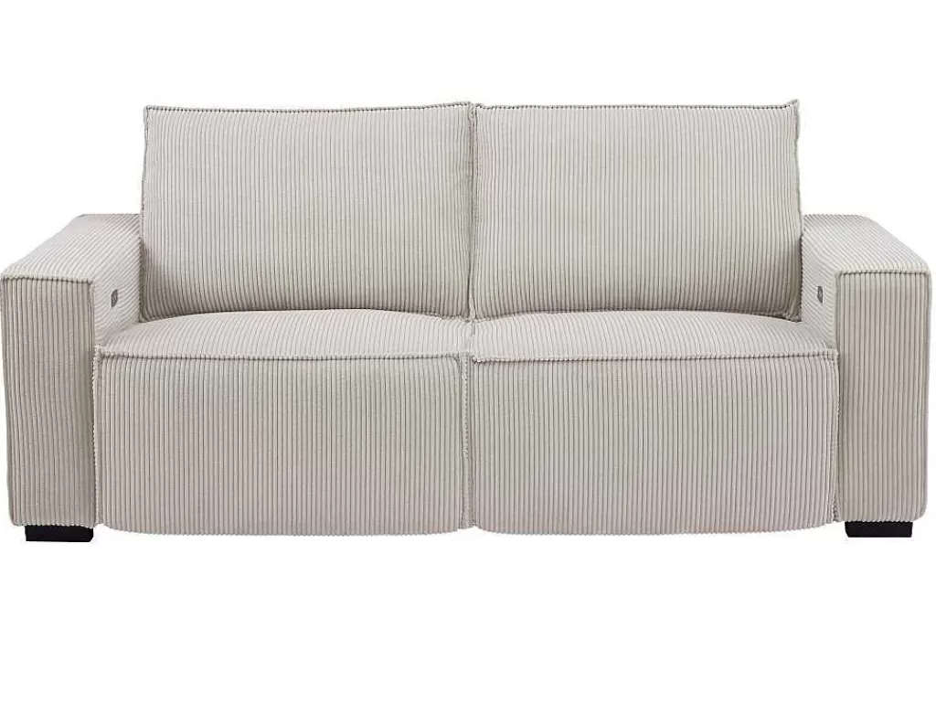 Sofá De Relaxamento Eletrico*Vente-unique Sofá De 3 Lugares Articulado Eletrico Veludo Canelado Cinzento-Claro - Amelio