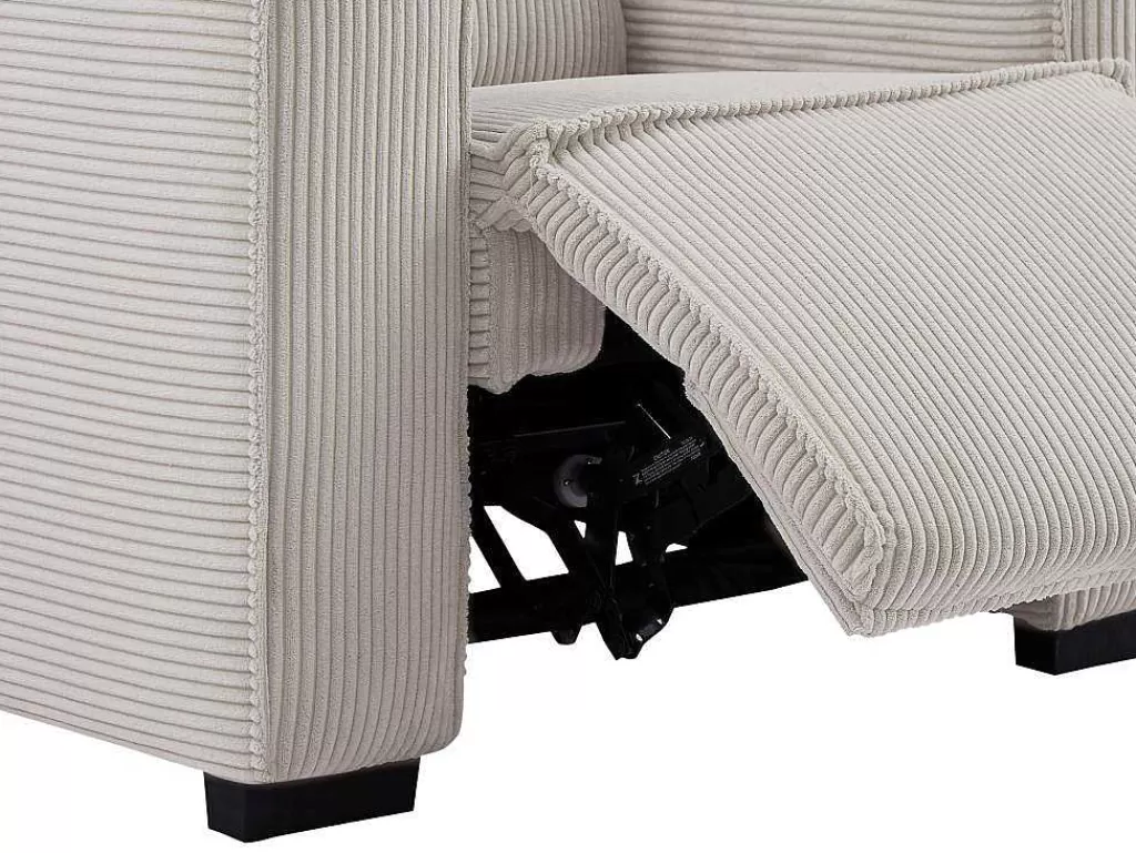 Sofá De Relaxamento Eletrico*Vente-unique Sofá De 3 Lugares Articulado Eletrico Veludo Canelado Cinzento-Claro - Amelio