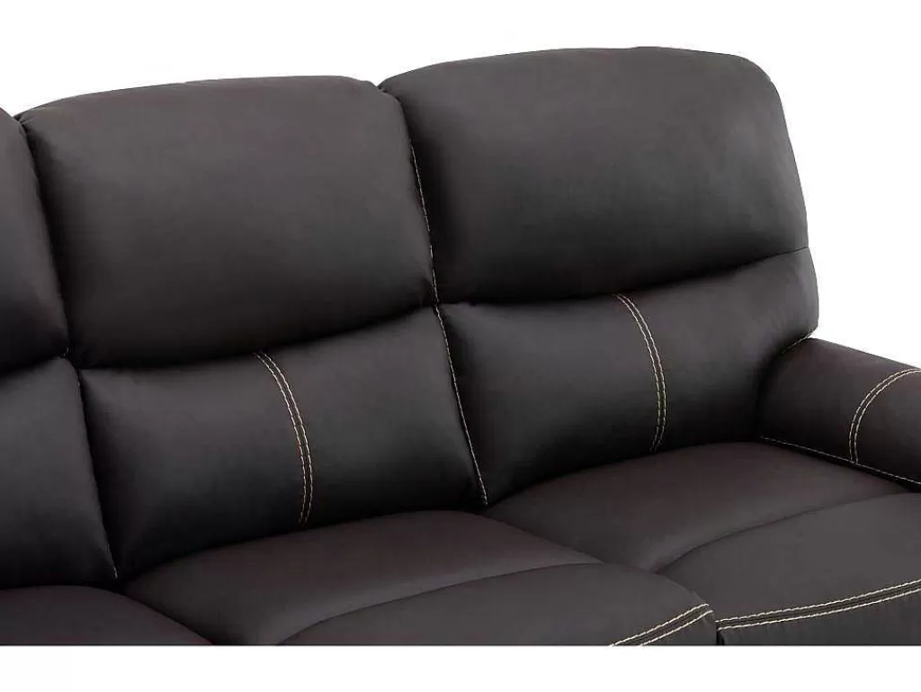 Sofá De Relaxamento Manual*Vente-unique Sofá De 3 Lugares Articulado Em Pele Sintética Castanha - Canby