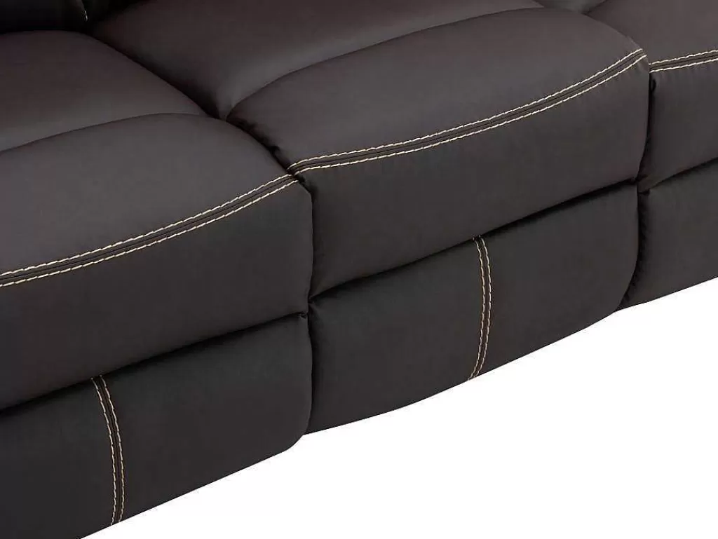 Sofá De Relaxamento Manual*Vente-unique Sofá De 3 Lugares Articulado Em Pele Sintética Castanha - Canby