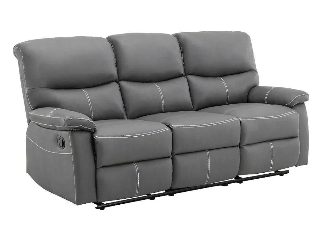 Promoções Sofás & Poltronas*Vente-unique Sofá De 3 Lugares Articulado Em Pele Sintética Cinza - Canby