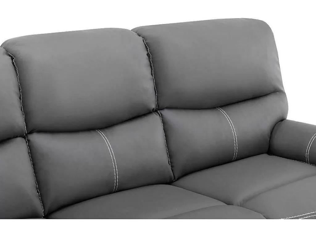 Promoções Sofás & Poltronas*Vente-unique Sofá De 3 Lugares Articulado Em Pele Sintética Cinza - Canby