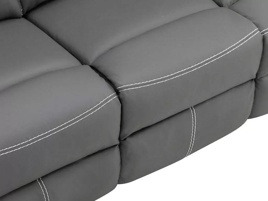 Promoções Sofás & Poltronas*Vente-unique Sofá De 3 Lugares Articulado Em Pele Sintética Cinza - Canby