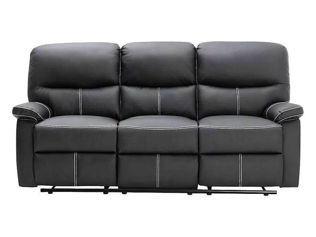Sofá De 2 Ou 3 Lugares*Vente-unique Sofá De 3 Lugares Articulado Em Pele Sintética Cor Preto - Canby