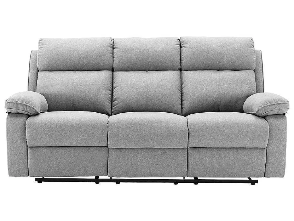 Sofá De Relaxamento Manual*Vente-unique Sofá De 3 Lugares Articulado Em Tecido Cor Cinza-Claro - Lana
