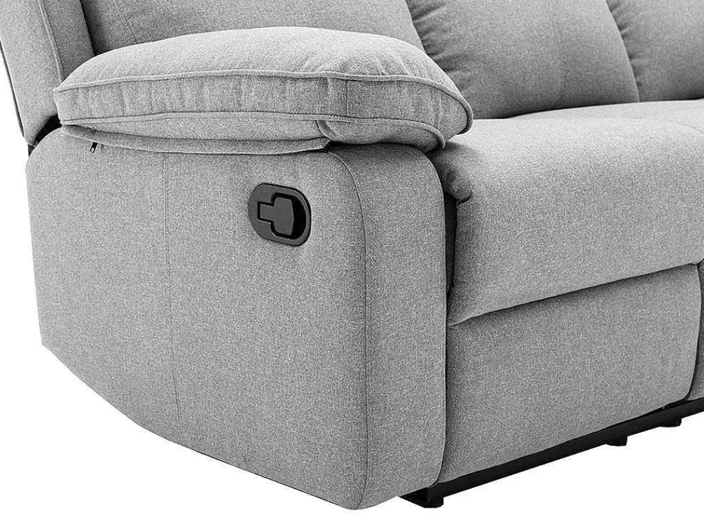 Sofá De Relaxamento Manual*Vente-unique Sofá De 3 Lugares Articulado Em Tecido Cor Cinza-Claro - Lana