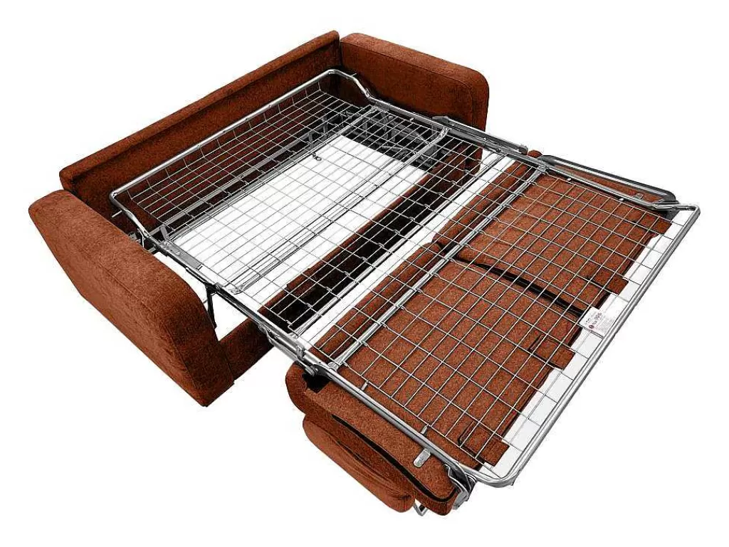 Sofá Cama De Abertura Rapida*Vente-unique Sofá De 3 Lugares Convertivel Abertura Rapida Tecido Matizado Terracota, Cama 140 Cm E Colchão 14 Cm - Bevis