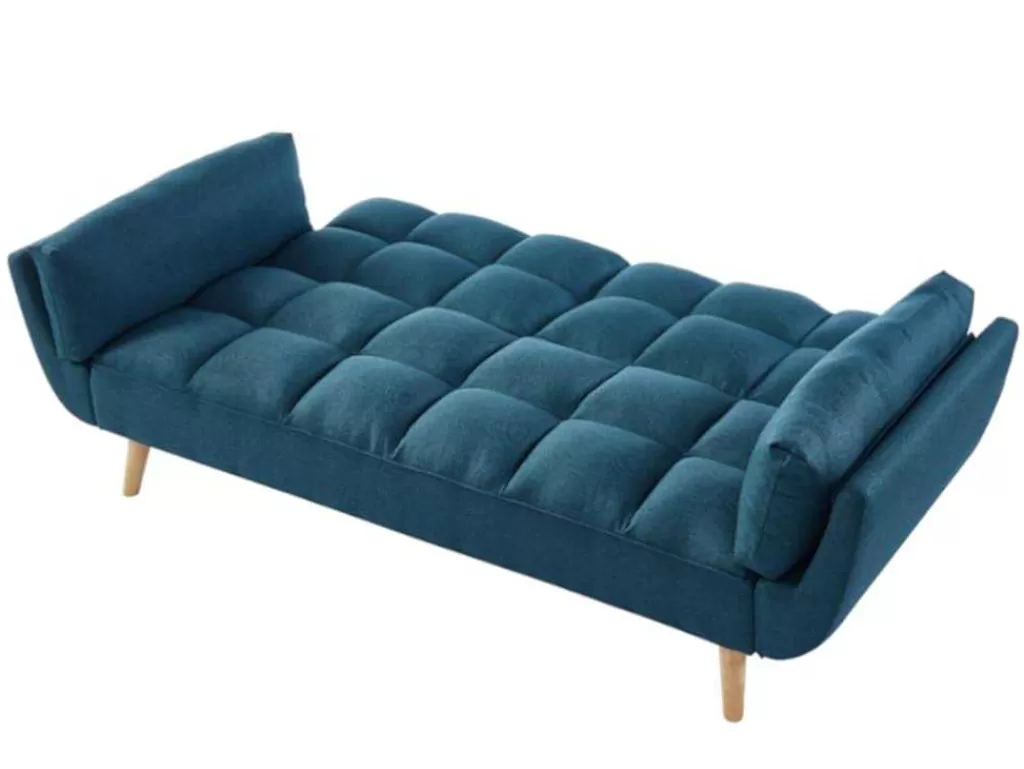 Sofá Cama Clic-Clac E Dobravel*Vente-unique Sofá De 3 Lugares Convertivel Clic-Clac Em Tecido - Azul - Loeline