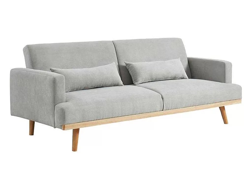 Sofá Cama Clic-Clac E Dobravel*Vente-unique Sofá De 3 Lugares Convertivel Clic-Clac Em Tecido Esme - Cinza-Claro