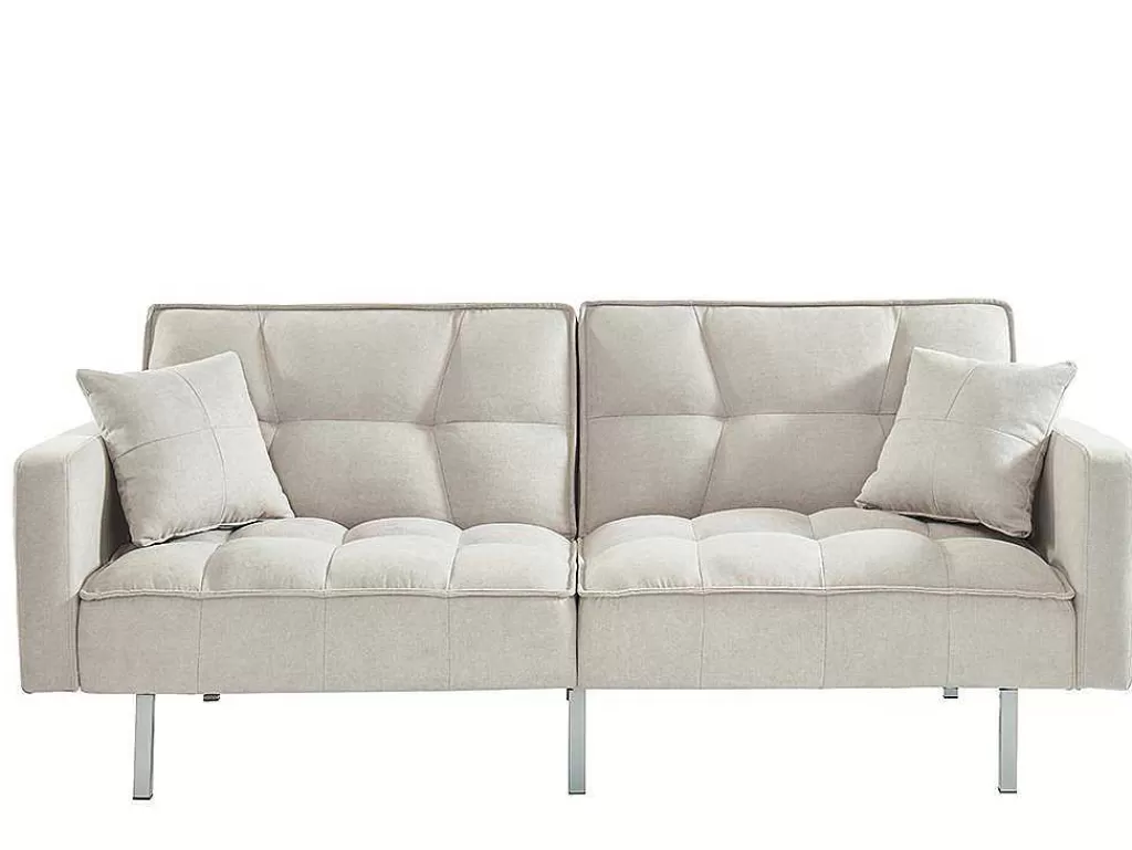 Sofá Cama Clic-Clac E Dobravel*Vente-unique Sofá De 3 Lugares Convertivel Clic-Clac Em Tecido Miney - Cinza-Claro