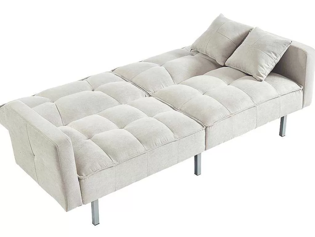 Sofá Cama Clic-Clac E Dobravel*Vente-unique Sofá De 3 Lugares Convertivel Clic-Clac Em Tecido Miney - Cinza-Claro